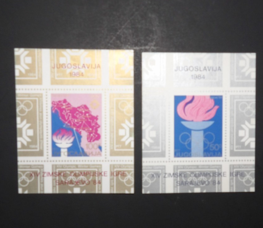 YUGOSLAVIA SCOTT #1672-1673 SARAJEVO WINTER OLYMPIC SOUVENIR SHEETS MNH SET OF 2