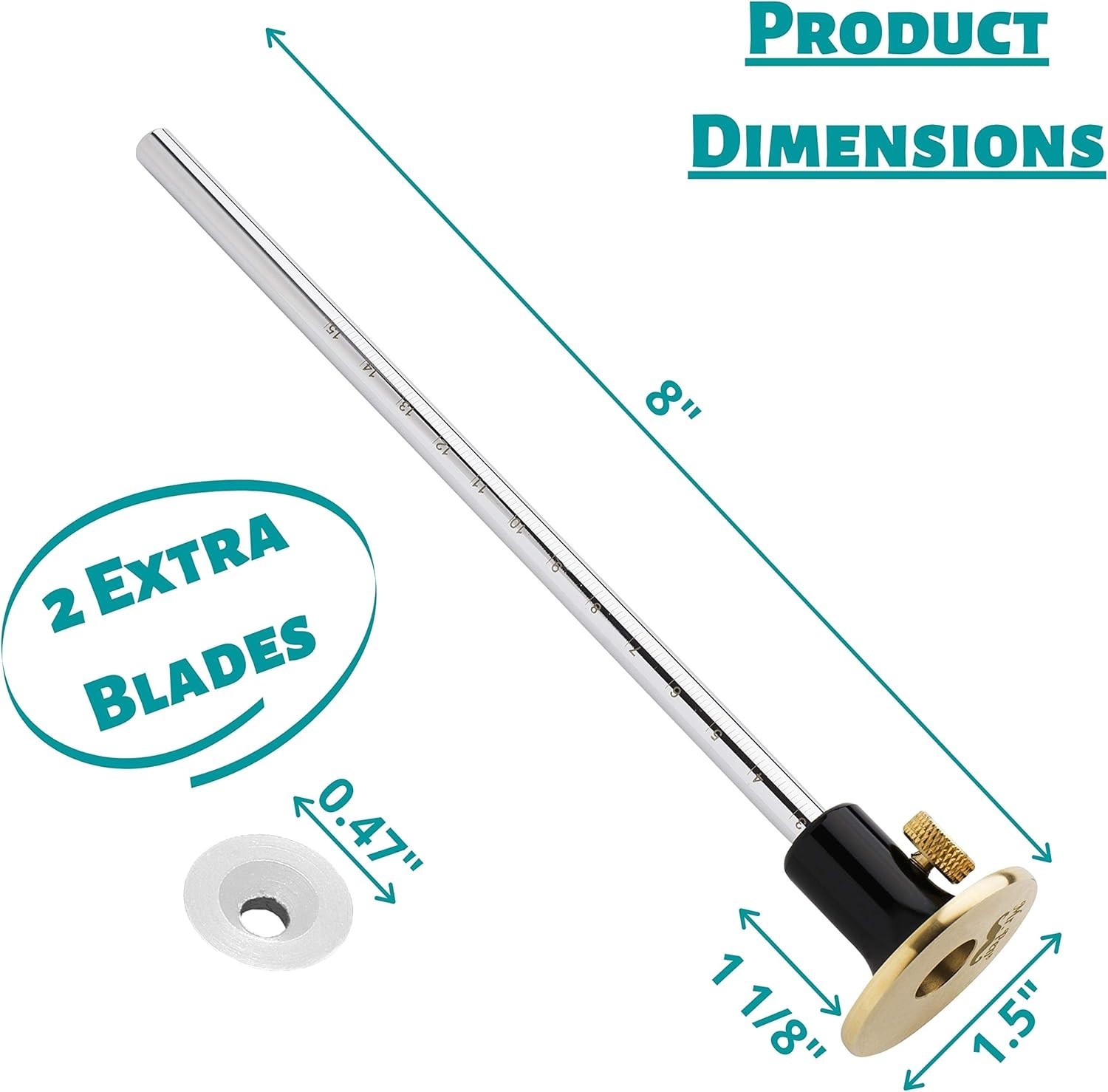 Wheel Marking Gauge, 2 Extra Blades, Laser Engraved Graduations, Solid Brass ...
