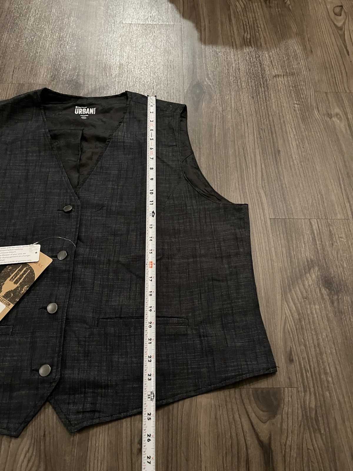 Chef Works Urban Collection Fairfax Vest Black Gray Button Front 2XL NWT