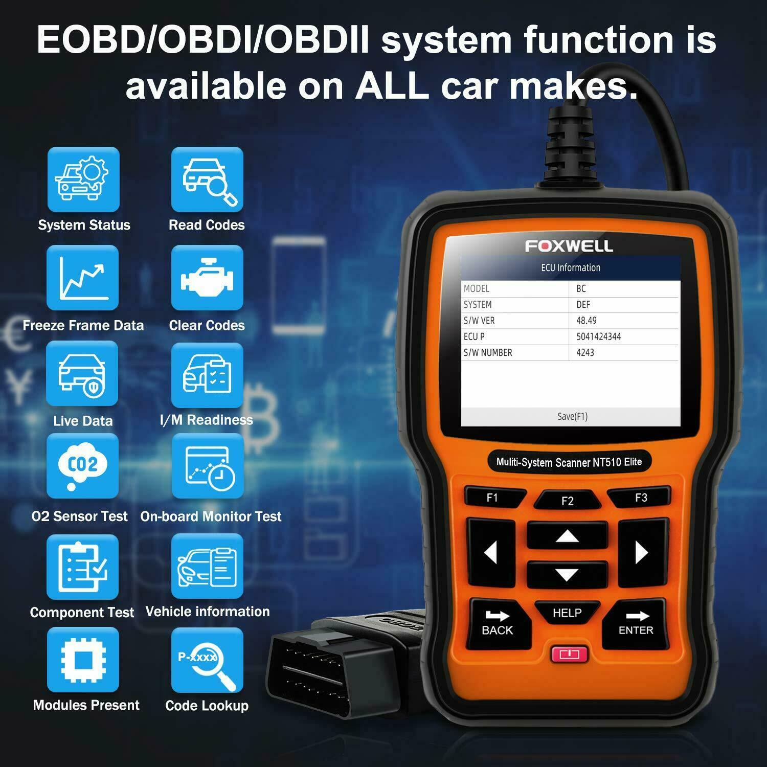Foxwell NT510 Elite All System Fit For BMW OBD2 Scanner Bi-directional Scan Tool