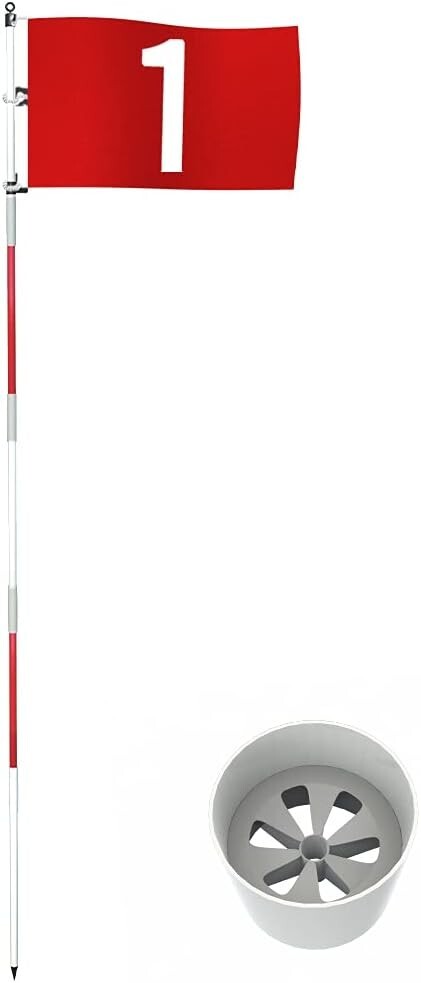 Golf Flagstick 6ft Golf Flag and Cup for Yard Pro Detachable Golf Hole