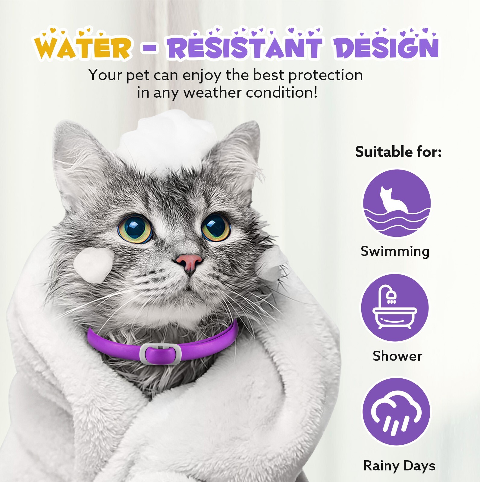 120Day Calming Collar for Cats Natural Calming Pheromones Embedded anxiety relax