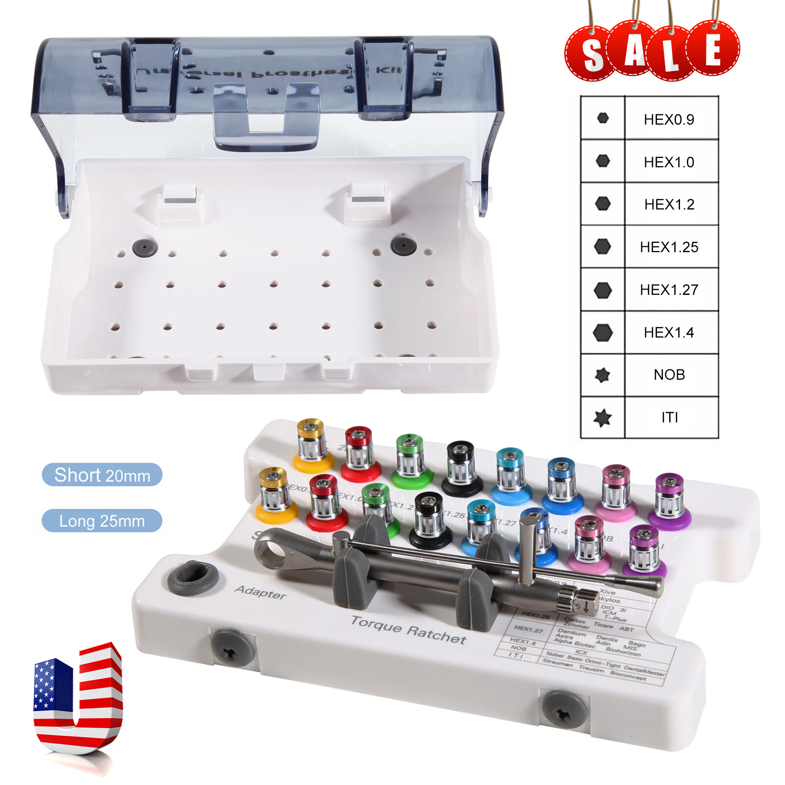 Dental Universal Implant Prosthetic Kit Torque Wrench Screw Drivers Remover st