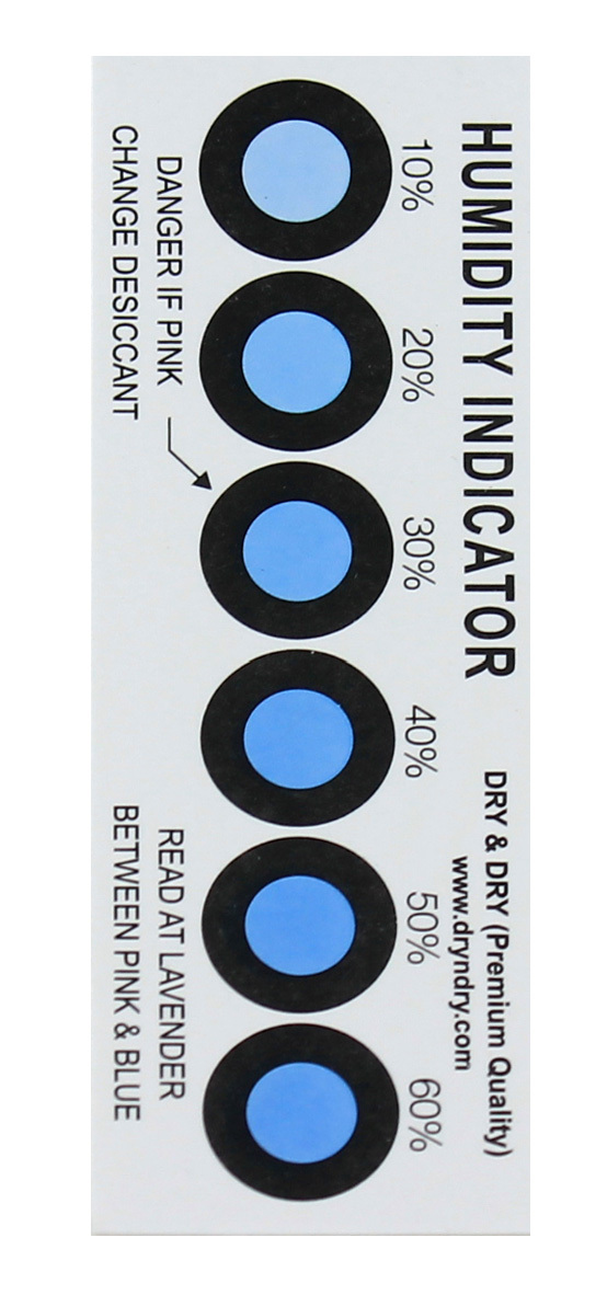 50 gram X 15 PK "Dry & Dry" Premium Silica Gel Packs - 2 Humidity Indicator Card