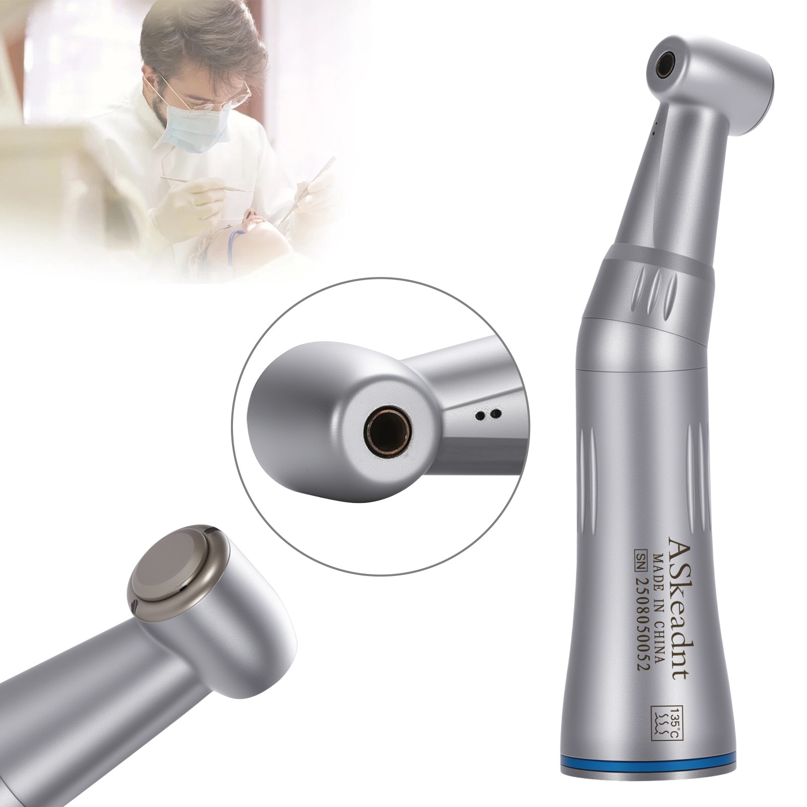 Dental Slow Low Speed Handpiece Push Contra Angle NSK Style Air Motor 4Holes