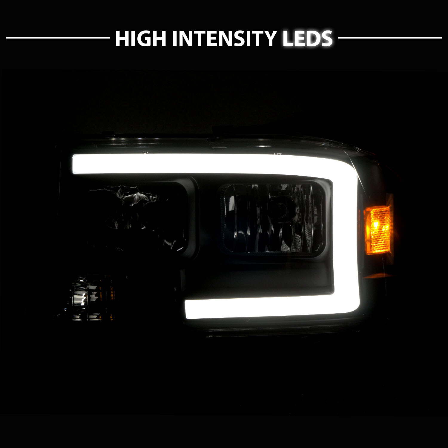 1998-2004 For Dodge Durango/Dakota Black Super Bright LED C Bar Headlights