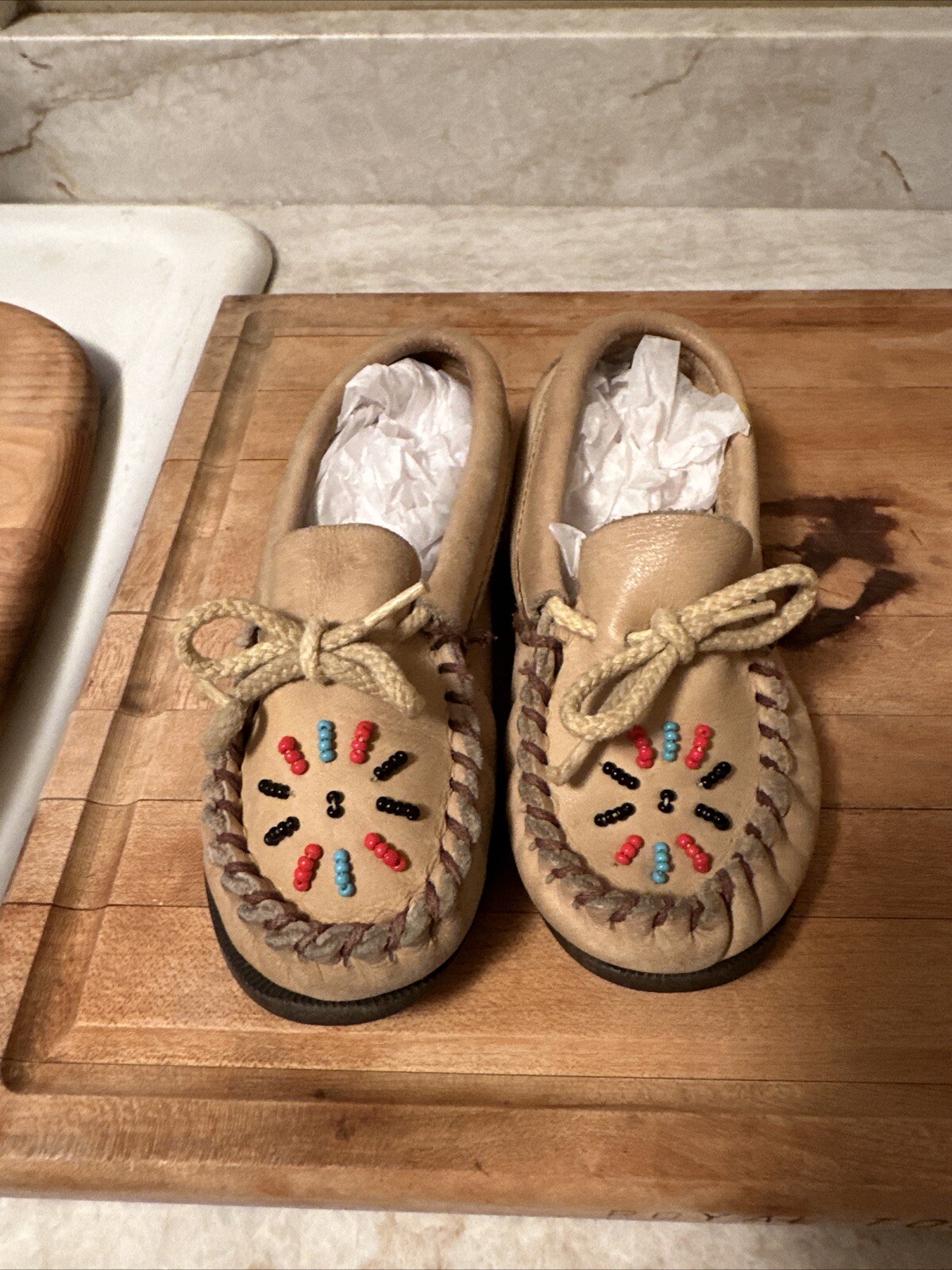 3 Pair Vintage Native Indian moccasins leather beads toddler Western Decor