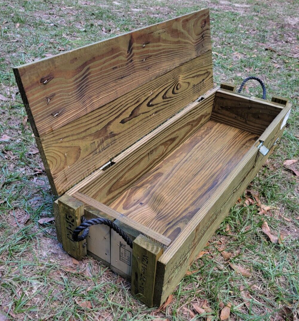 US Military 105mm Howitzer Wooden Ammo Crate