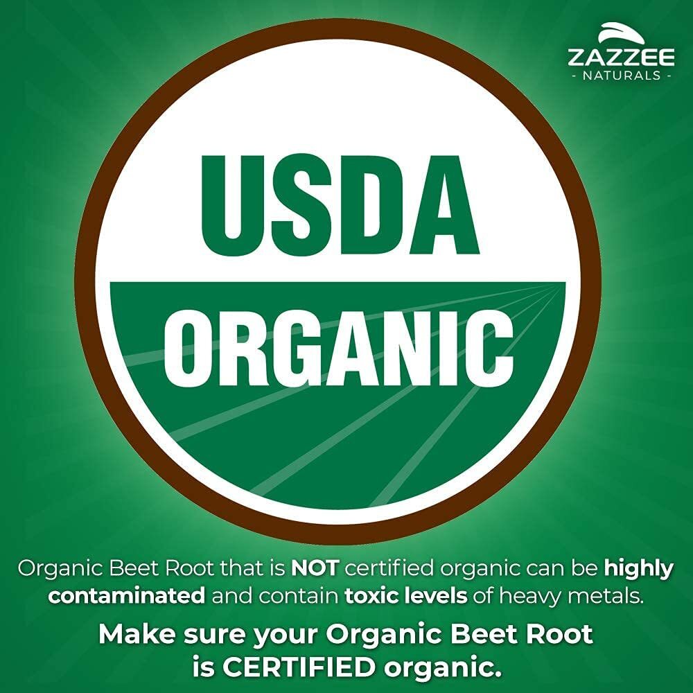 USDA Organic Extra Strength Beet Root 20:1 Extract 8000 mg Strength 120 Capsules