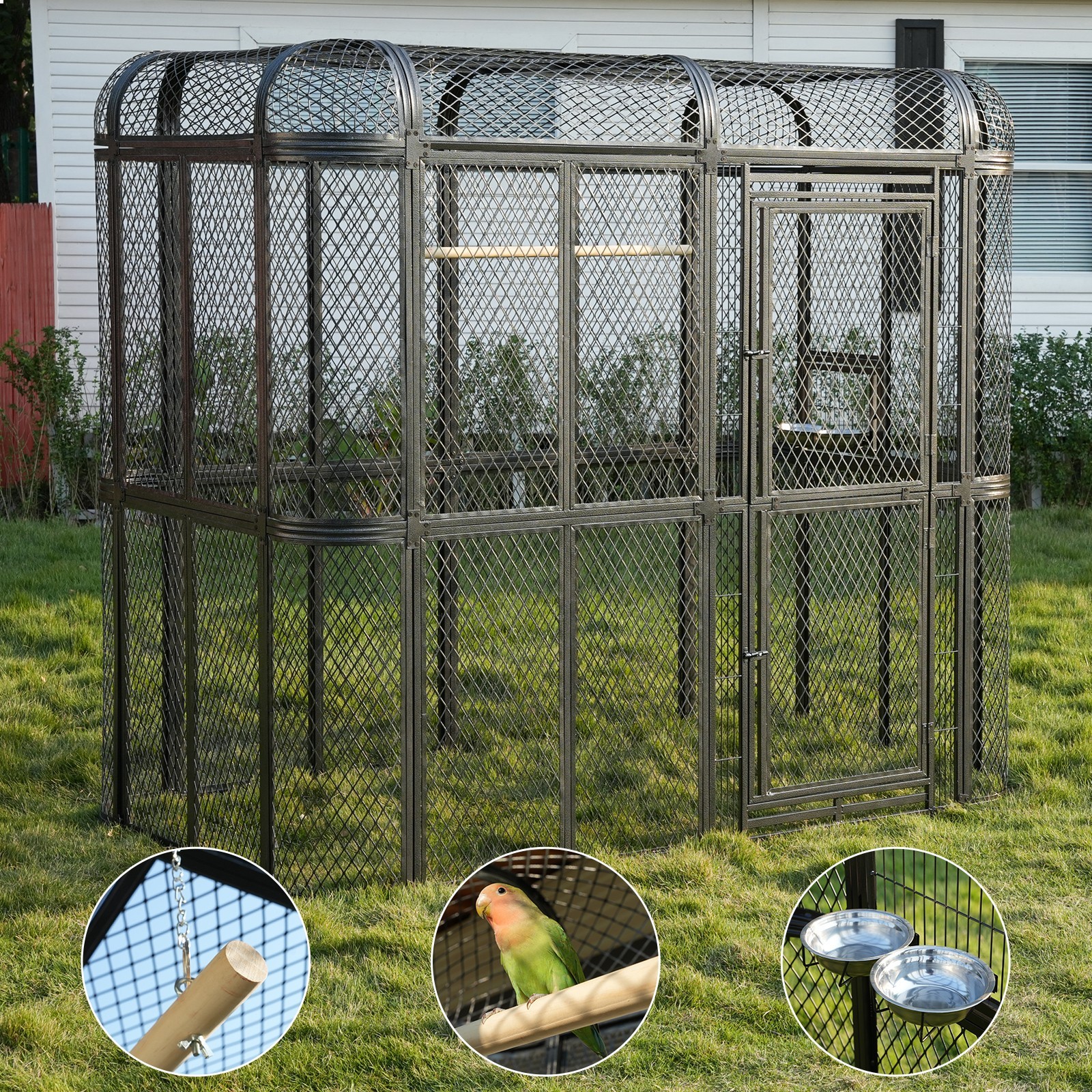 Large Walk-in Silver Gray Flight Bird Cage Aviary Parrot Macaw Finch Lovebirds