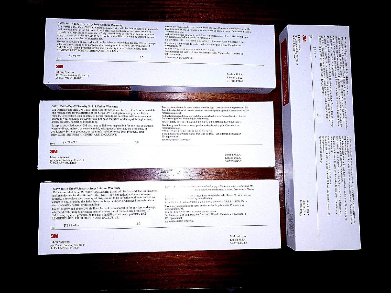 3M Tattle Tape B2 Library Book Security Strips 1000 Magnetic Adhesive LOT of 4!