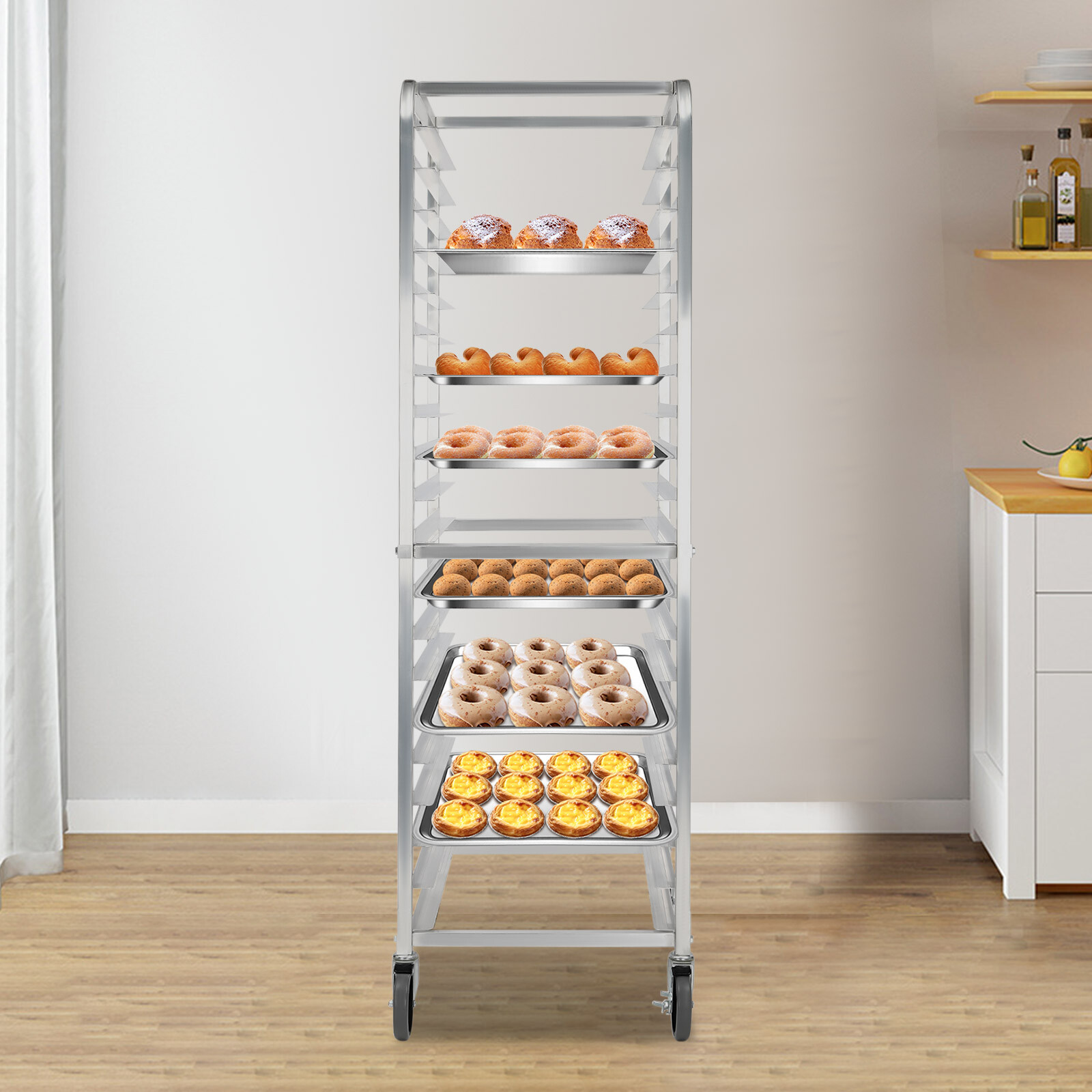 20-Tier Bakery Rack with 4 Wheels for Kitchen Bakery Restaurant Catering