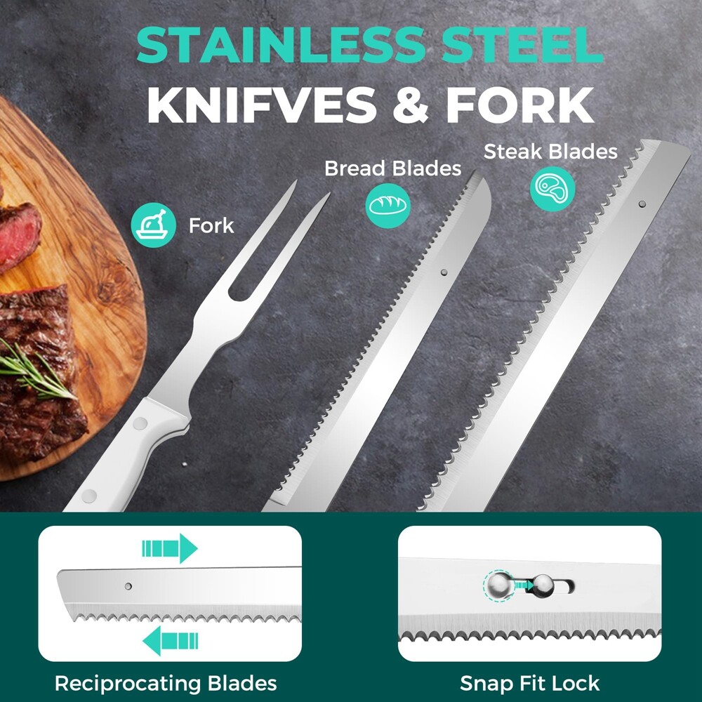 HAUSHOF Cordless Electric Knife 8V Rechargeable Meat Cutter Reciprocating Blades