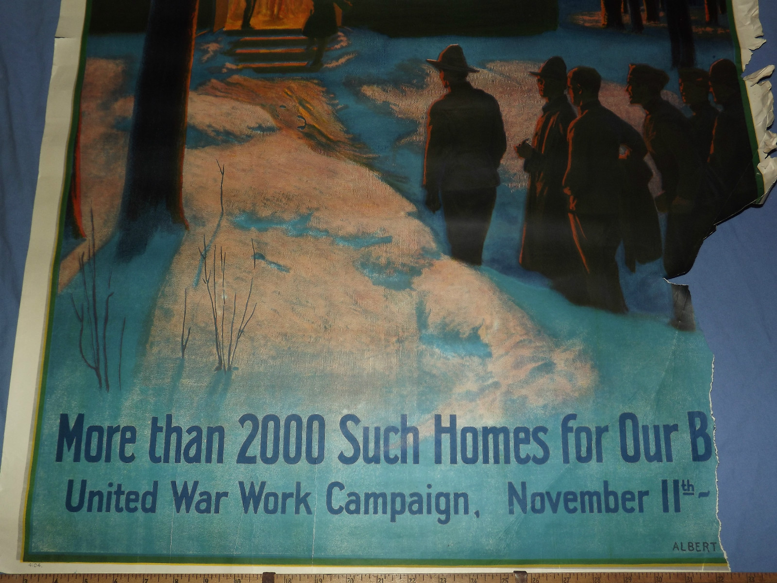 VINTAGE WWI WORLD WAR 1 YMCA HIS HOME OVER THERE WAR WORK CAMPAIGN POSTER