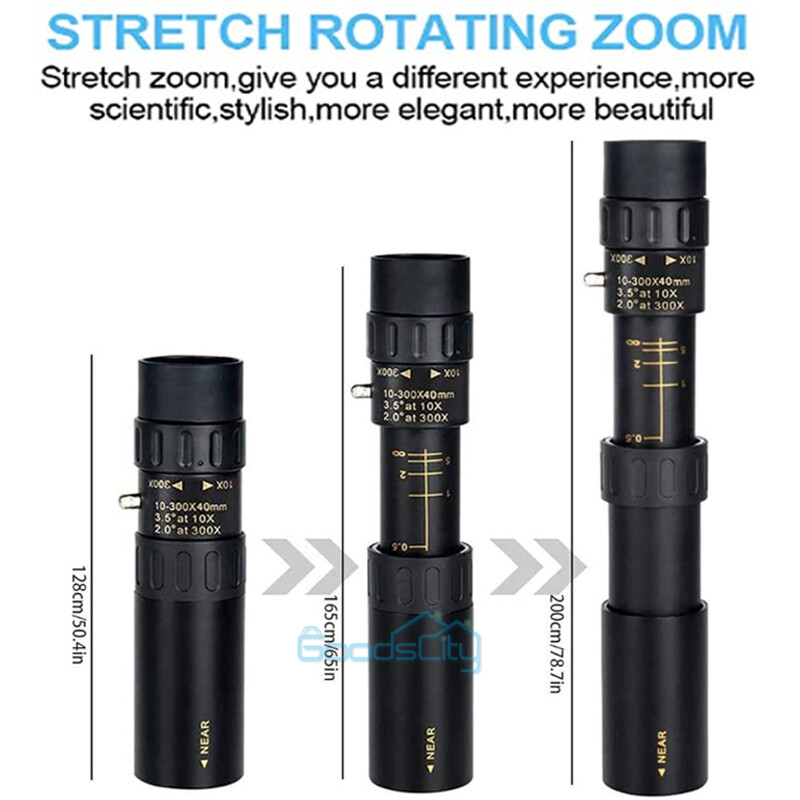 10-300X40mm Zoom HD Military Powerful Monocular Handheld Optics Telescope+Case