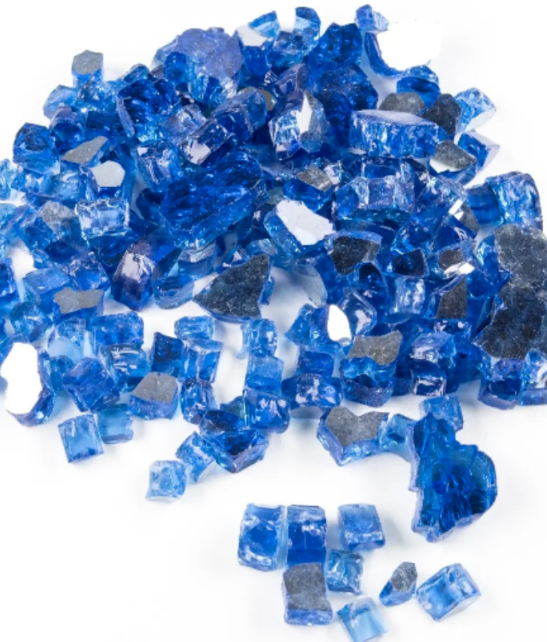 Fireglass Sapphire Blue reflective 1/2 inch fireplace fire pit glass pick weight
