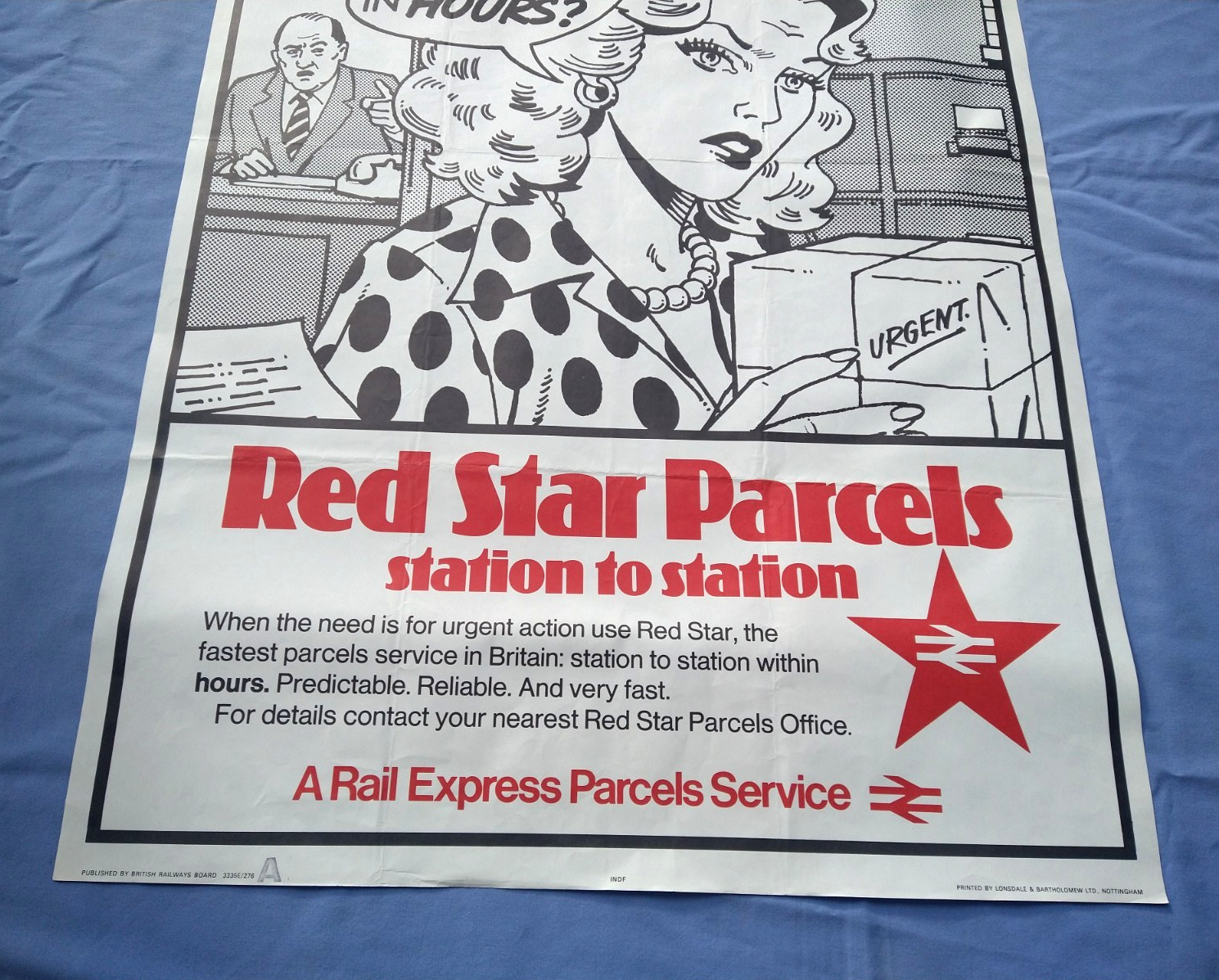 Red Star Parcels British Railway Express Package Travel Poster 70's Original