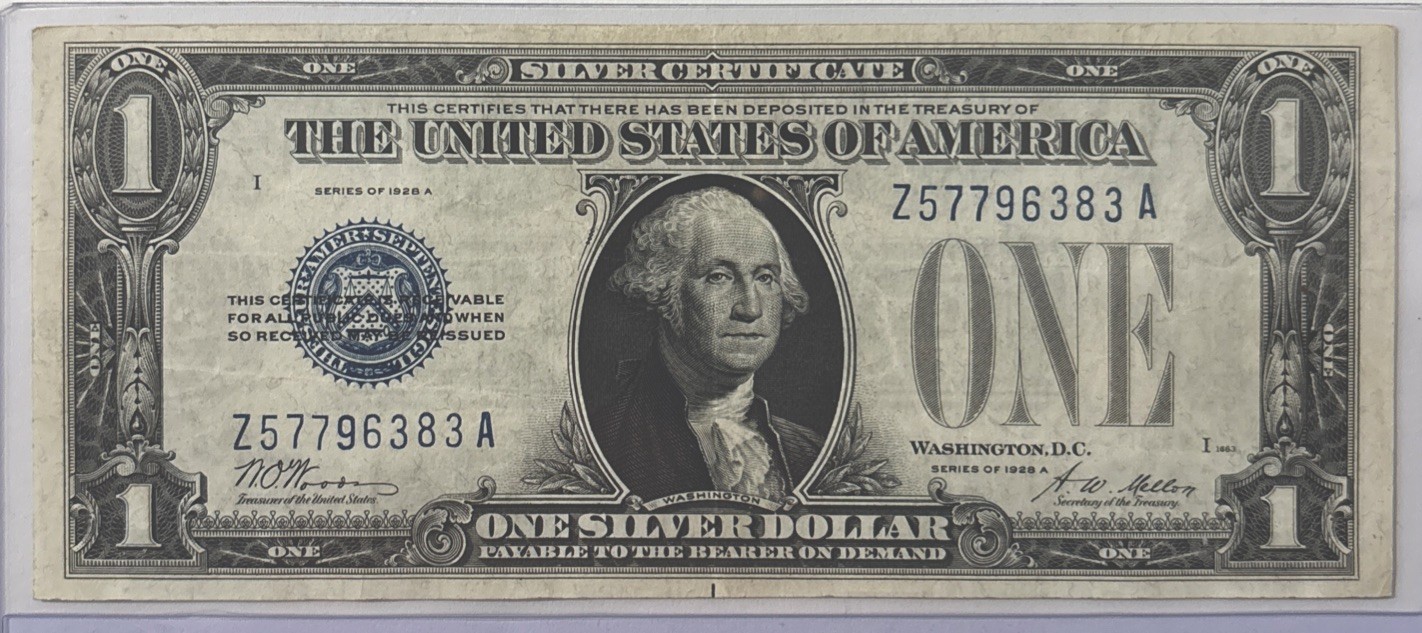 BILLETE DE 1 DÓLAR SELLO AZUL AÑO 1928 A. Para Colección.