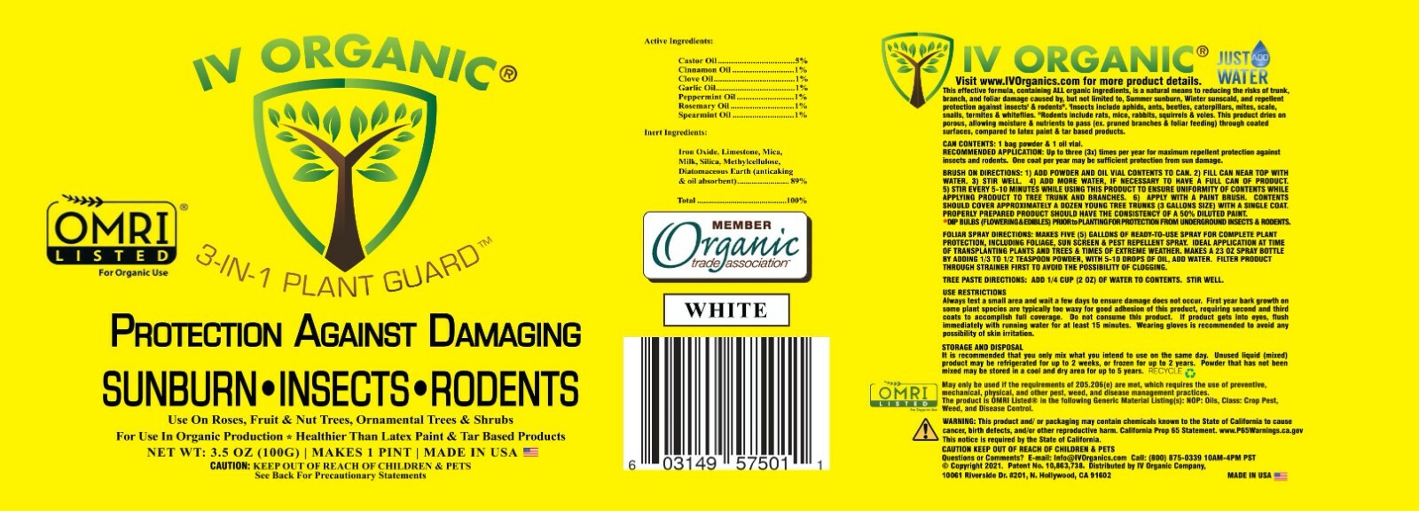 IV Organic 3-in-1 Plant Guard, 1 Pint (WHITE)