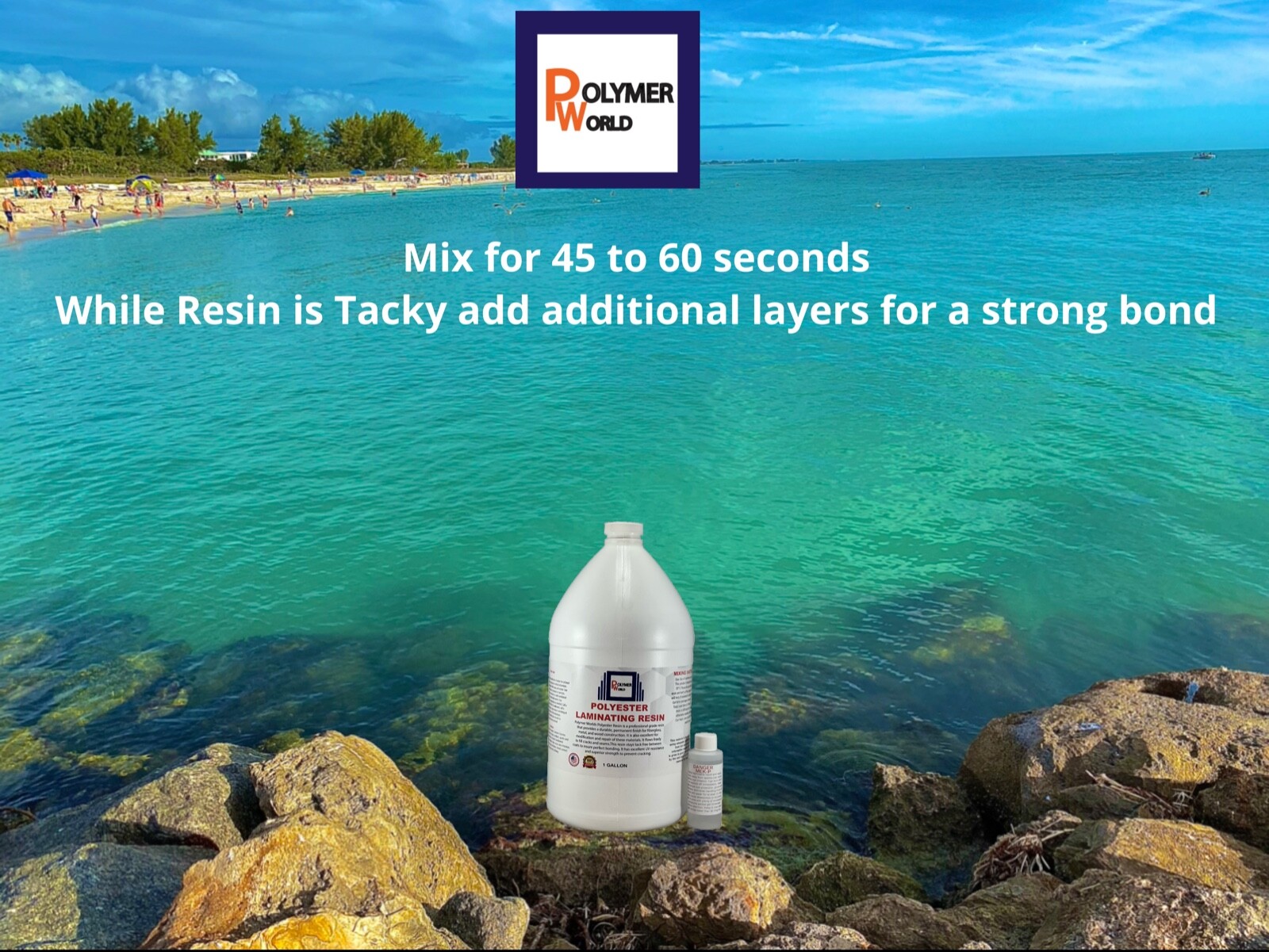 Polymer World Polyester Resin 2 Gal Kit For Boats RV's Canoes Fiberglass Autos