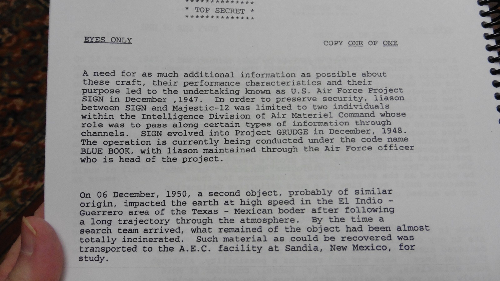 (A-55) MJ-12 MAJESTIC REPORT ROSWELL UFO Alien crash ship "top secret" documents