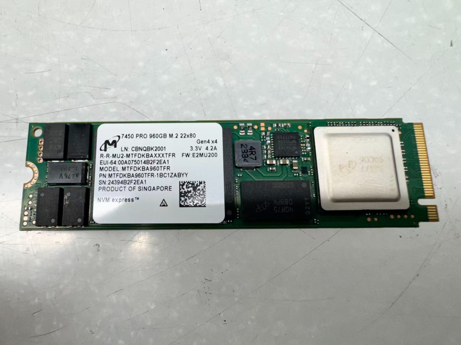 MICRON 7450 PRO MTFDKBAXXXTFR 960GB M.2 2280 NVME PCIE