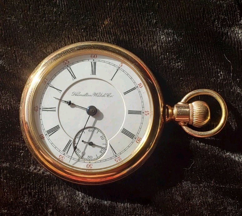 Antique Rare Hamilton Pocket Watch Grade 935, Size 18, Gold Filled 17j Works