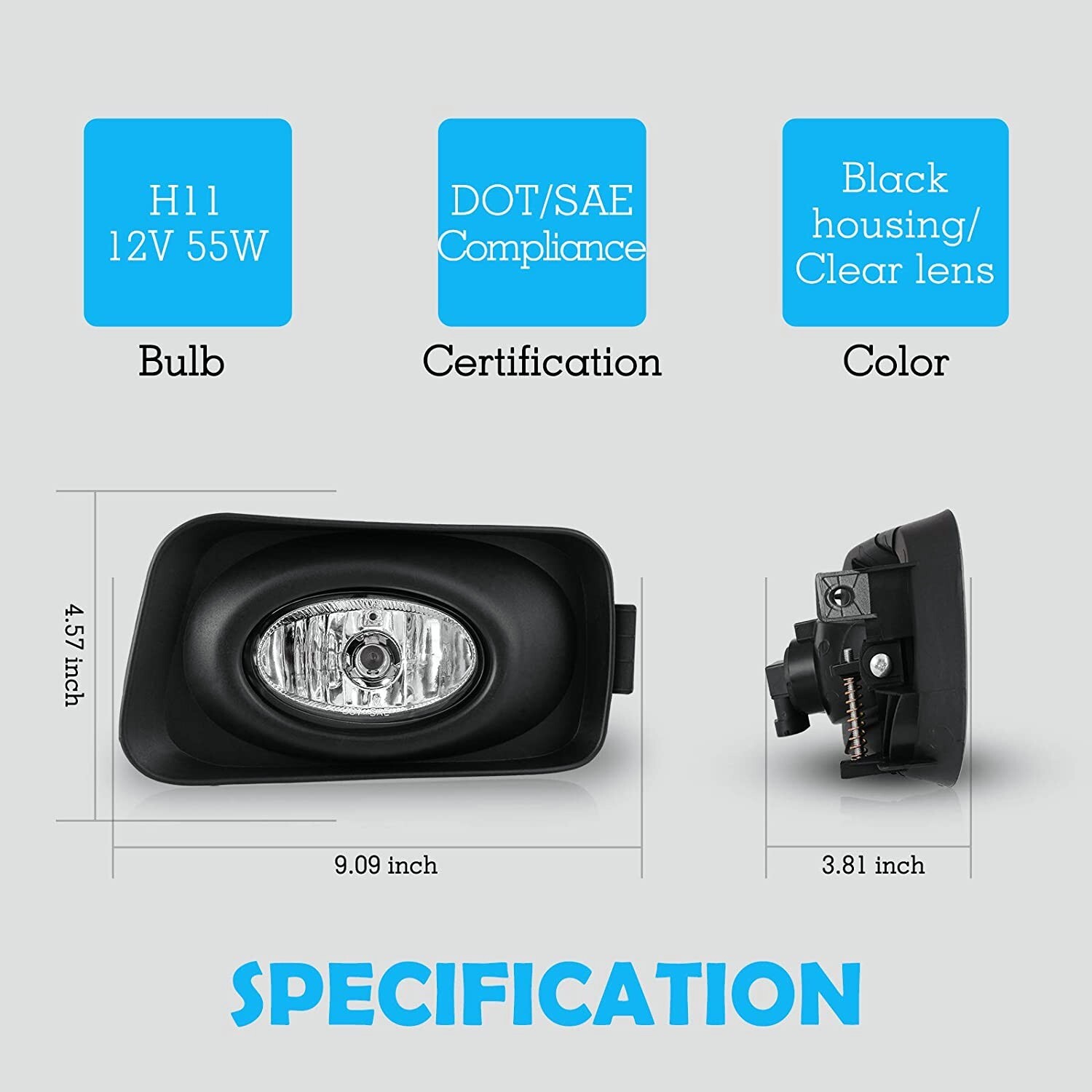 For 2004-2005 Acura TSX OE Style Fog Light Driving Lamps Bumper Kit Clear Lens