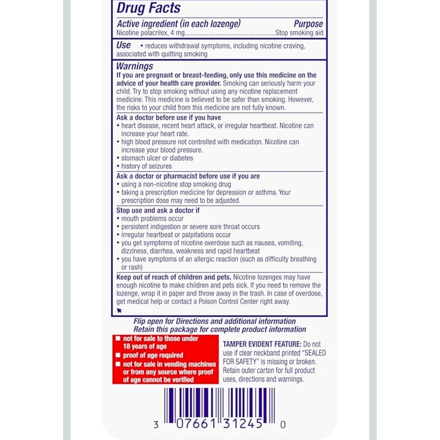 Nicorette Mini Lozenge 4mg Peppermint Cessation Aid New 101 Ct EXP 1/27