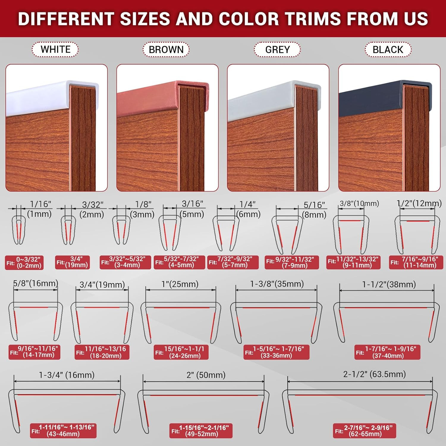 Rubber Edge Trim 3/4" Self Adhesive Flexible U Channel Edge Protector Black 20'