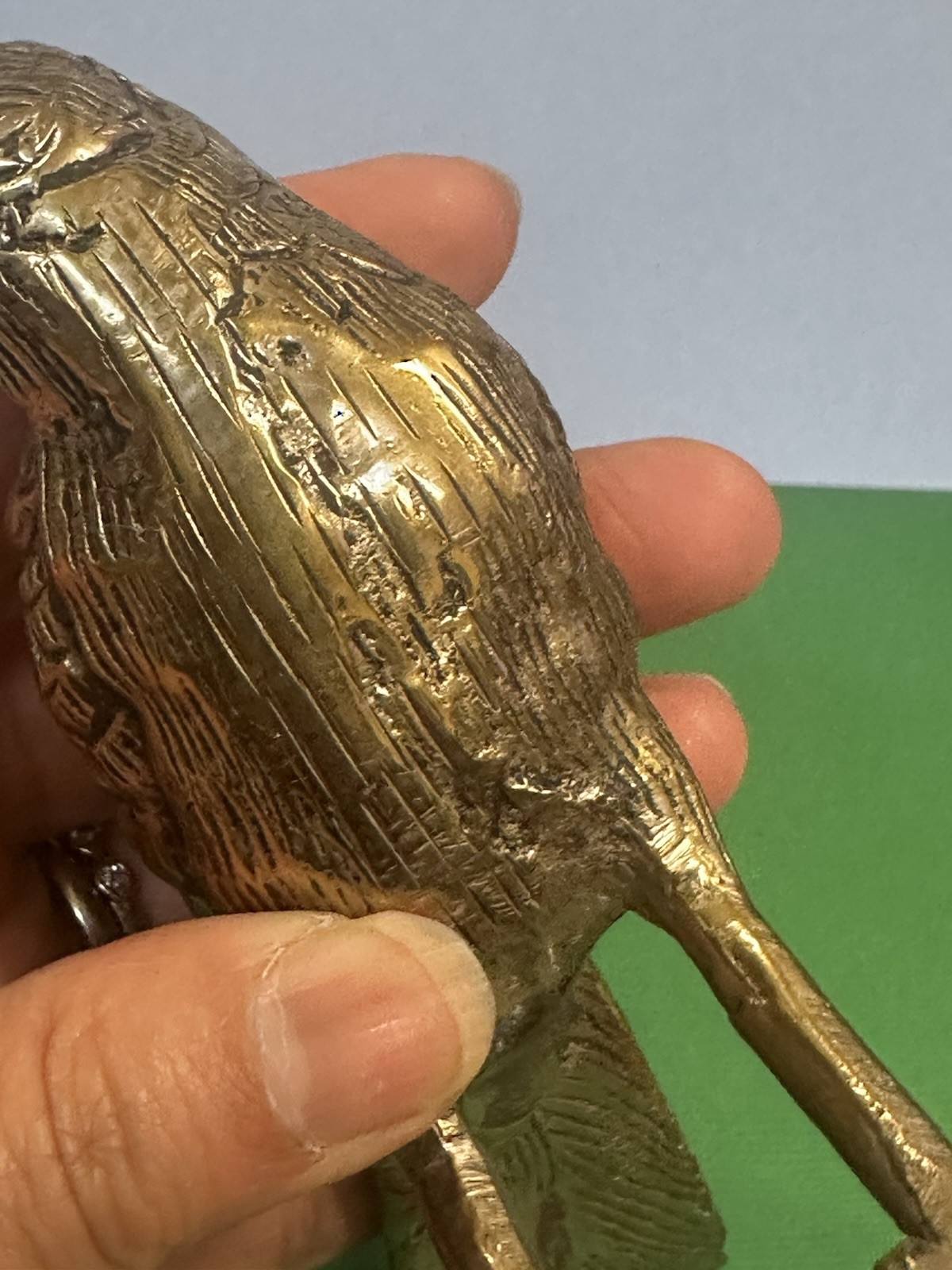 Vintage Solid Brass Bird Ronin? Figurine Peep