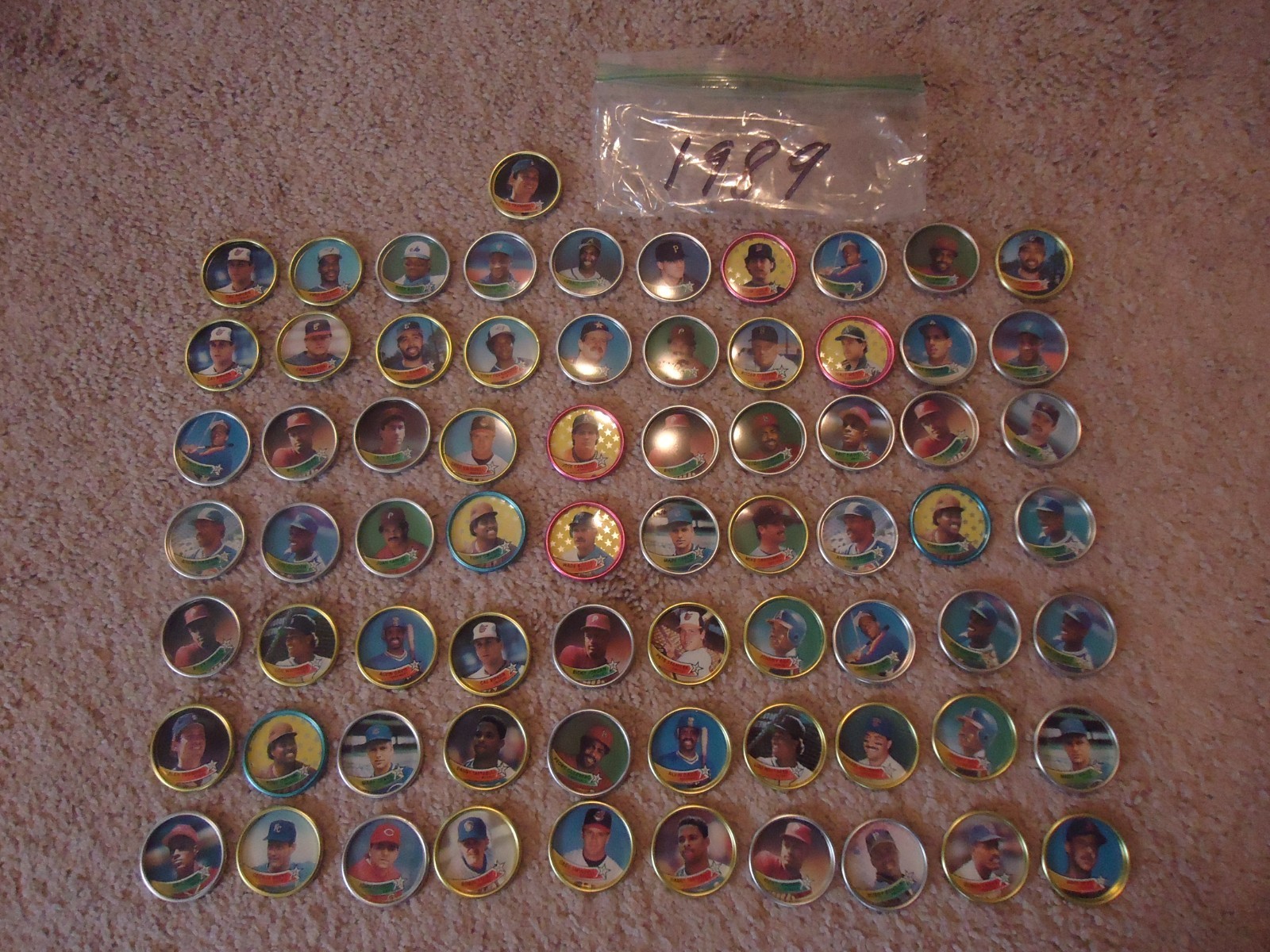 1989 Topps Baseball 60 Coin Set w/ Display + (4) 1987 + (70) 1988 + (71) 1989