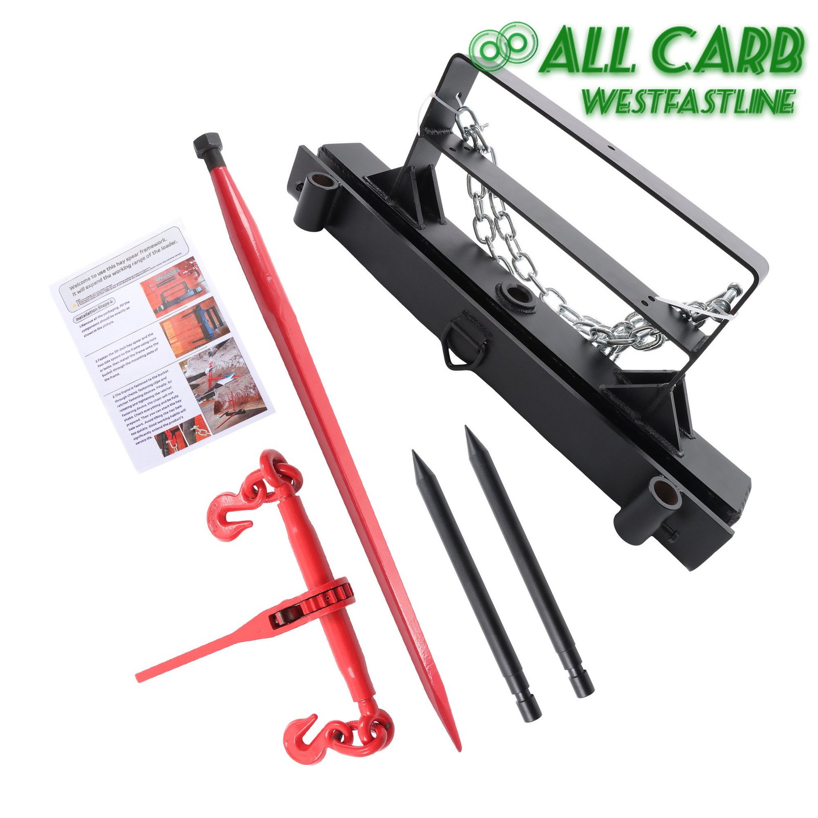 Hay Spear 39" With Fork 1600lbs Loading Capacity For Skid Steer Loader Tractor