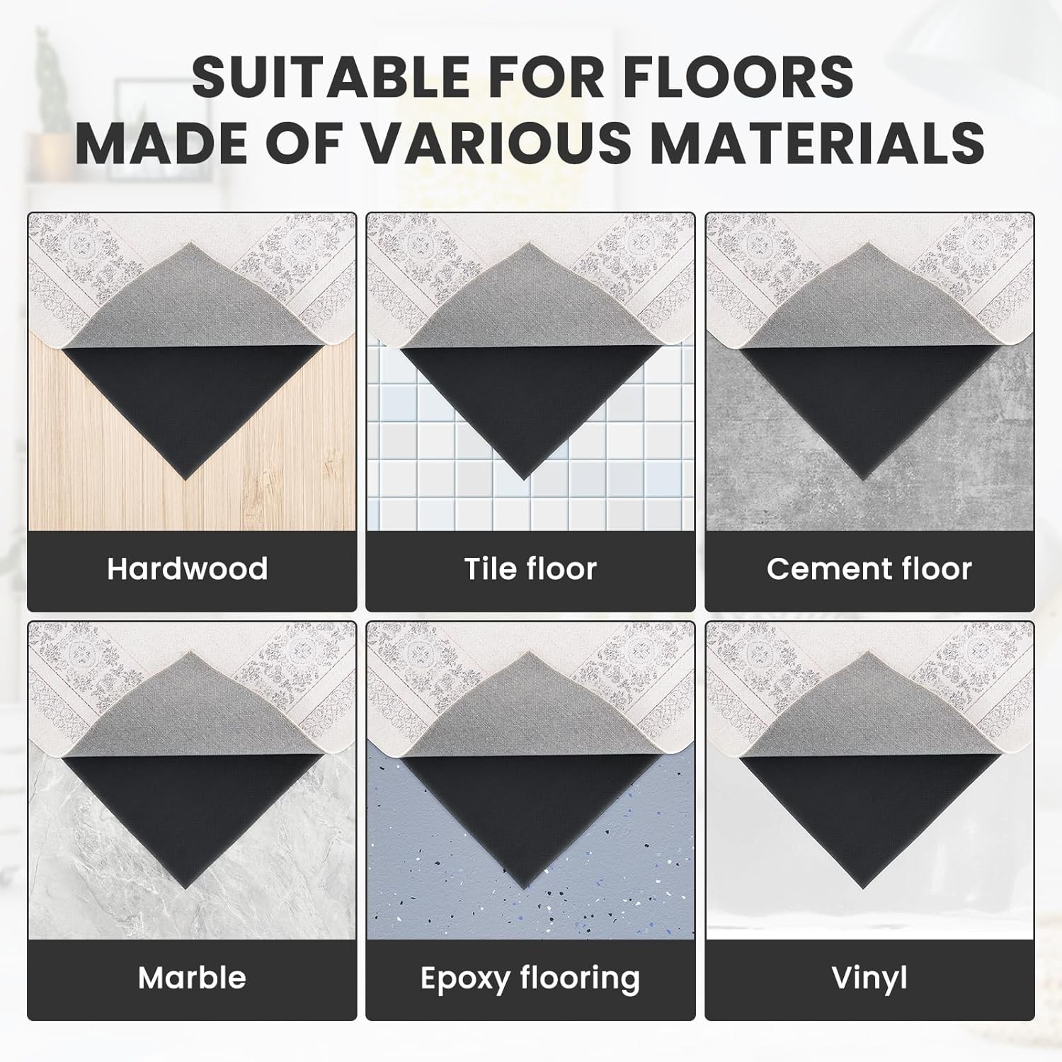 SLSY Rug Pad Cushioning Carpet Pad Mats 8'x5'/9'x6'/10'x8'/12'x9' Dual-Surface