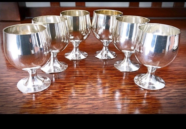 Vintage Cordial Silverplate Set With Tray And Glass Cover - Ruby & Sons Jewelers