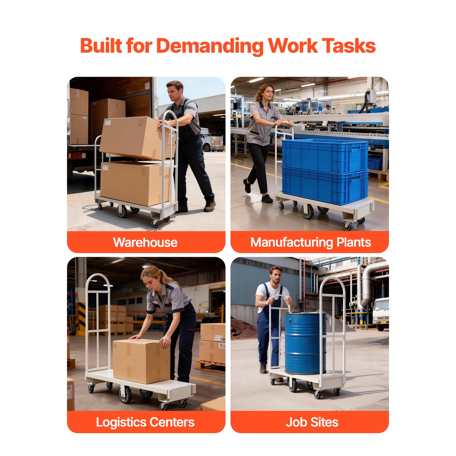 Uimoso U-Boat Platform Cart Dolly 2000lbs Capacity Duty Hand Truck with 6 Wheels