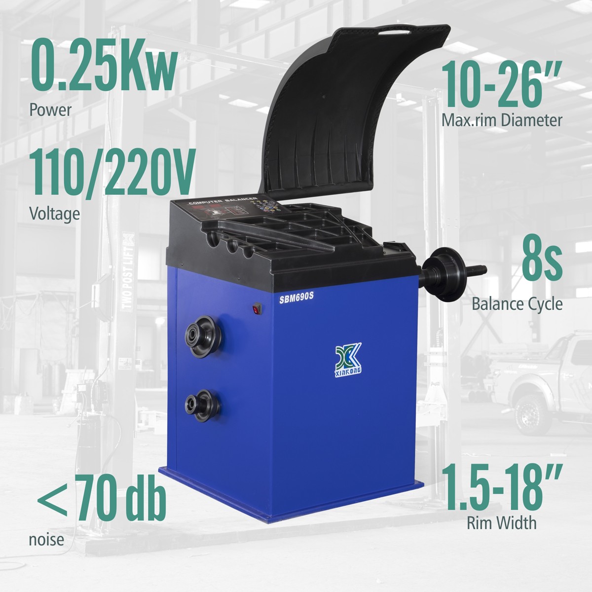 XK 580 690 Tire Changer Wheel Balancer Machine Combo Tire with Hood Cover 2.0 HP