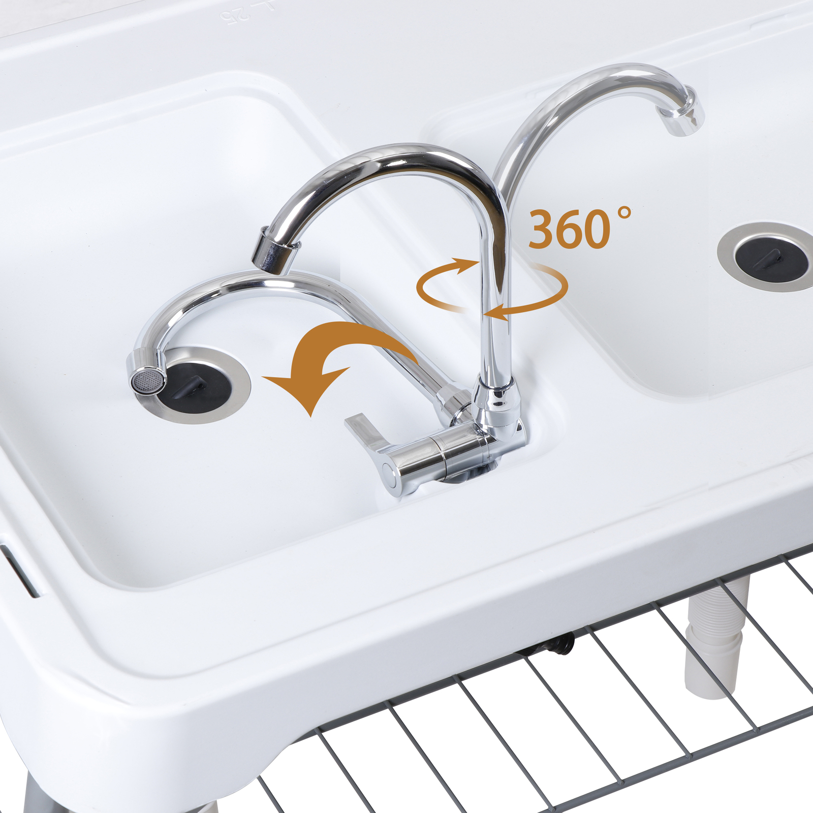 Fish Cleaning Table with Sink 42.6" Width Portable Folding Camping Table Patio