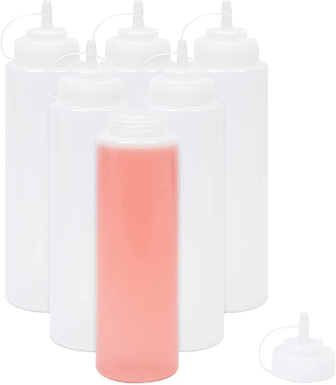 Juvale Plastic Condiment Squeeze Bottles (Clear, 29 Oz, 6 Pack)