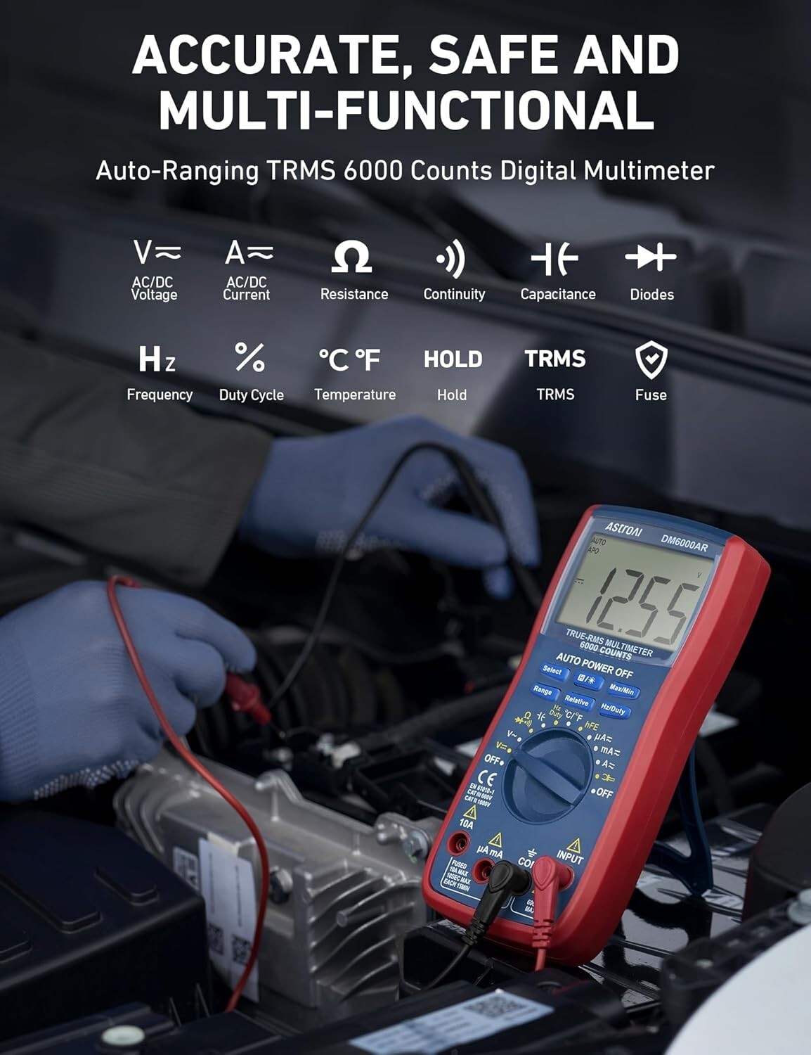 AstroAI Digital Multimeter and Analyzer TRMS 6000 Counts Volt Meter Ohmmeter NEW