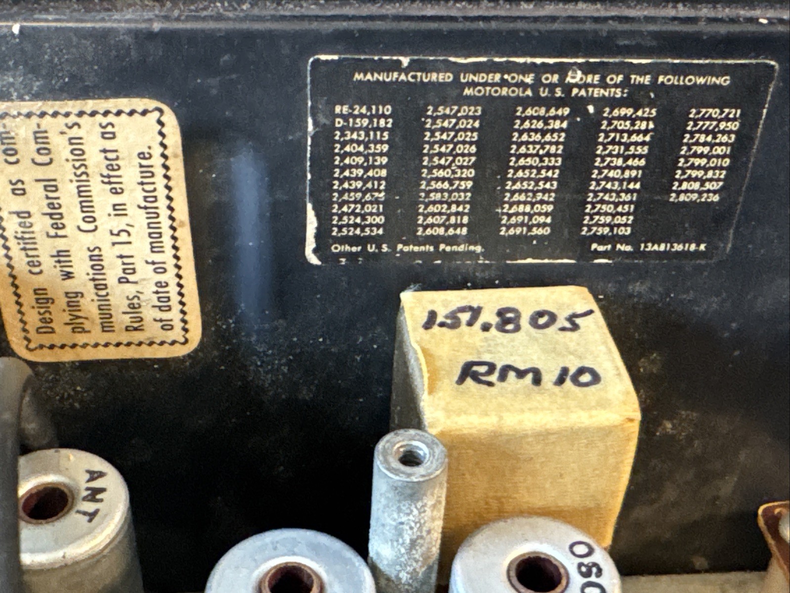 Twin V Motorola Transmitter Radio Model T41GGV-1 Type TA104 Very Rare Untested .