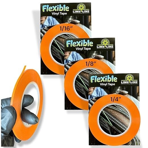LiME LiNE Vinyl Masking Tape for Pinstriping - Combo Pack [ 1/4" 1/8" 1/16" ]