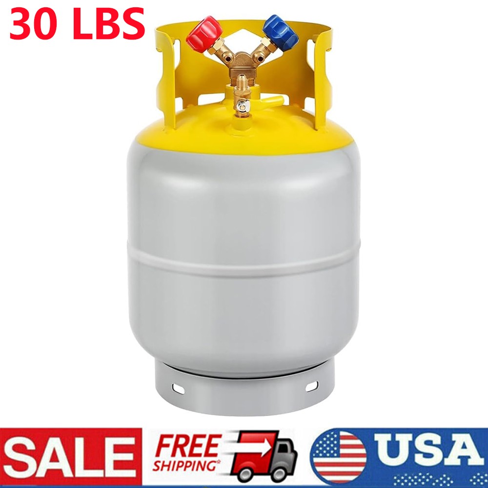 30LBS Refrigerant Recovery Tank AC Recovery Can W/Free Adjustment Flexible Brass