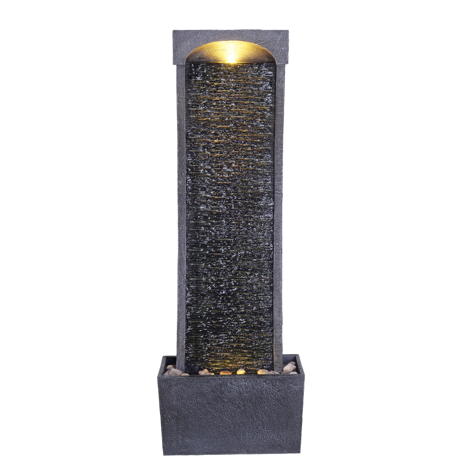 Teamson Home Modern Curved Slate Waterfall Fountain with LED