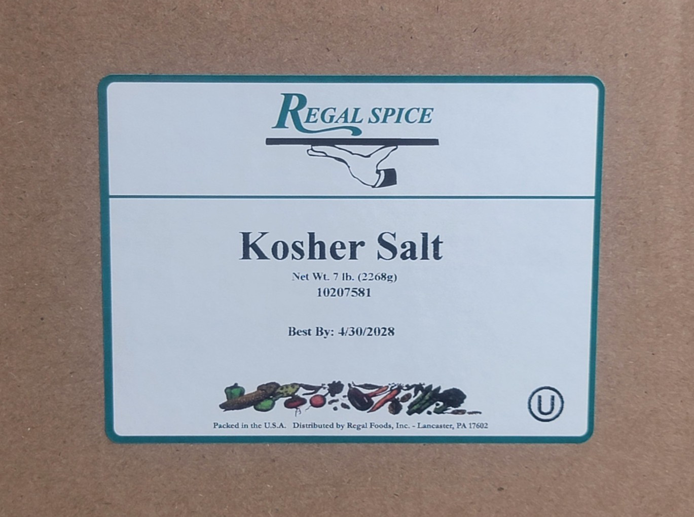 Regal Spice Extra Coarse Kosher Salt 7 lb per Jug - Sealed - Best by: 4/30/2028
