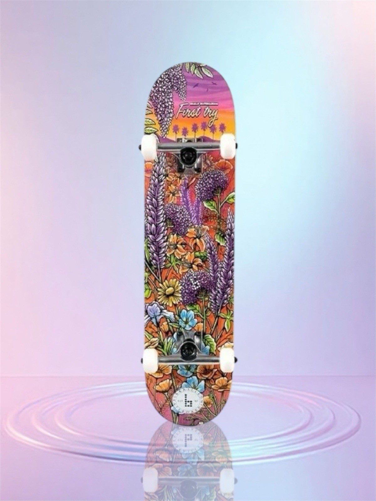 Braille Skateboard Flowers Colorful 31 In. x 7.75 In. Pro Complete Purple 💐