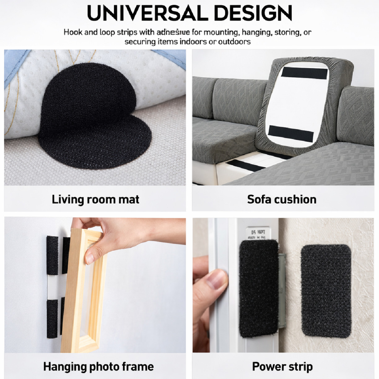 4.4 Inches x 7 Feet Heavy Duty Hook & Loop Tape Strong Adhesive Non Slip