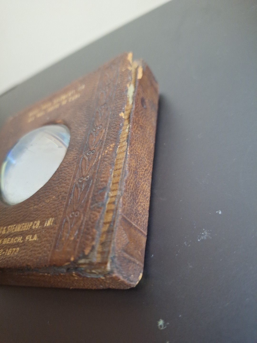 Vintage 1940's Domed Advertising Magnifying Glass Paperweight