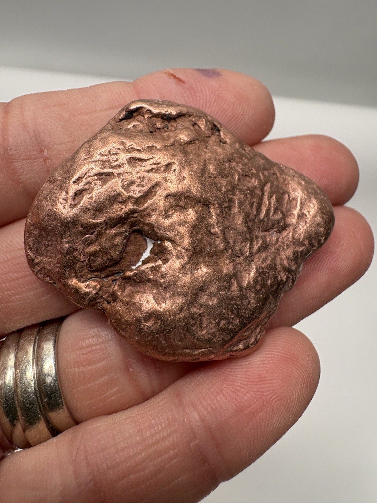 Pure Native Michigan Solid Copper Nugget Specimen Keweenaw Peninsula Mineral