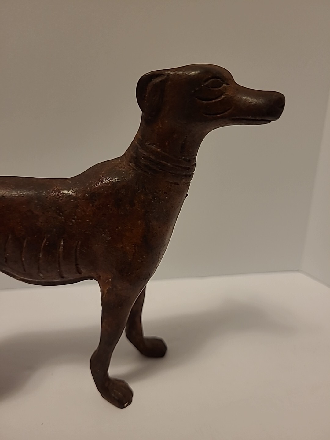 GREYHOUND Dog Figurine/Sculpture 19th C. Bronze 5 1/4" H x 7" L